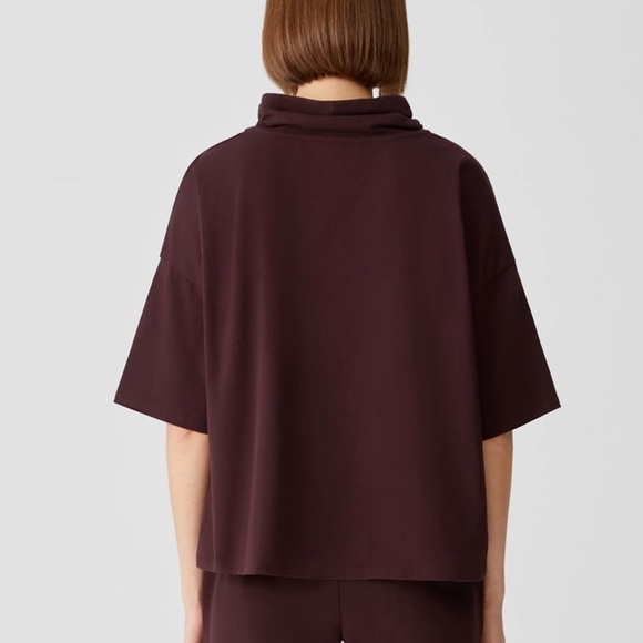 Traceable Organic Cotton Jersey Funnel Neck Box-Top Boxy Fit, Short Length SZ L - Picture 3 of 12